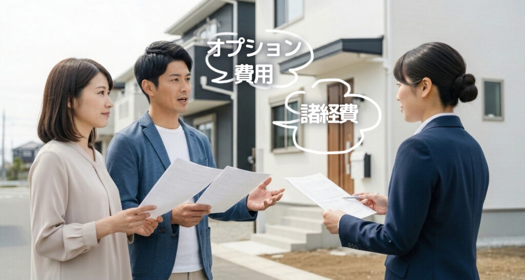 諸経費とオプション費用を確認する男性