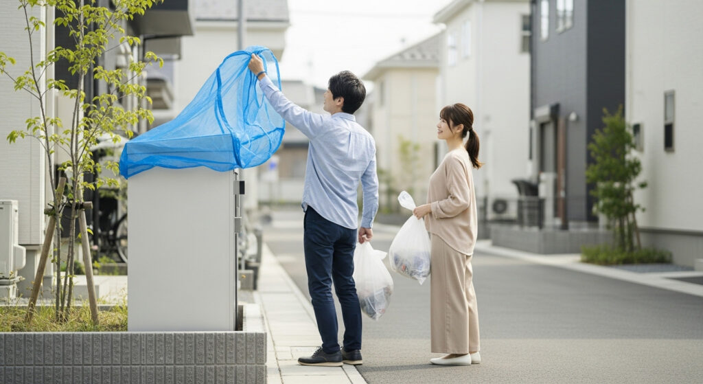 ゴミ捨てする夫婦